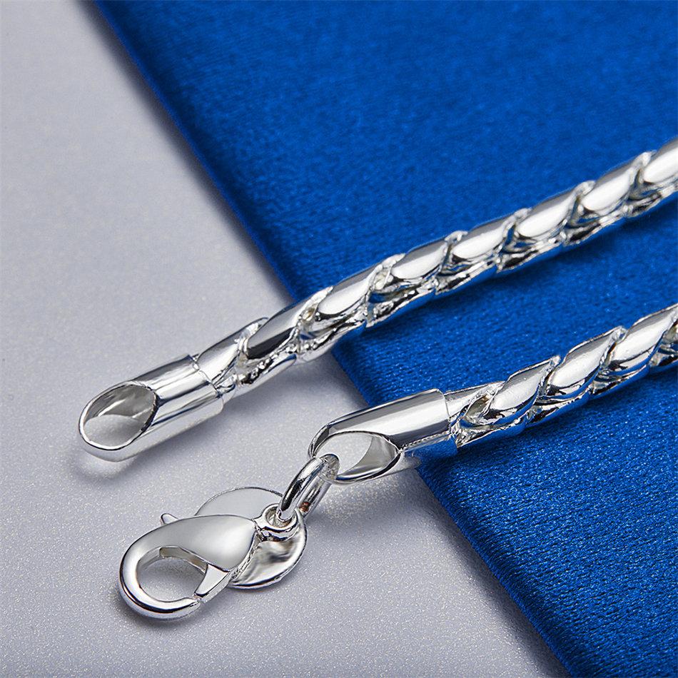 925 Sterling Silver 8-inch 4MM Exquisite Rope Chain Bracelet, Fashionable Men's and Women's Party Wedding Accessories Jewelry