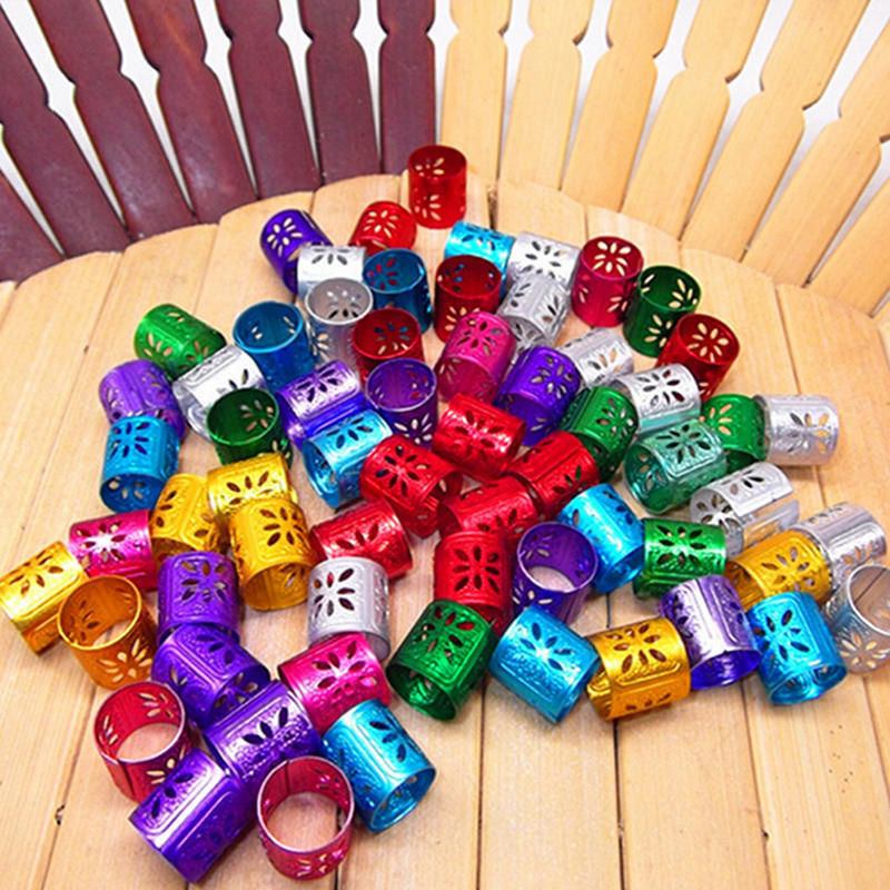 10/20/50/60/100Pcs Metal African Hair Rings Beads Cuffs Tubes Charms Dreadlock Rings clips braid spiral braid hair extension