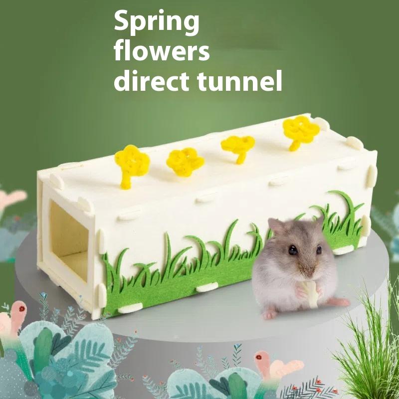 Removable Felt Flower Tunnel Hide Nest Hamster Passage Sugar Glider Hamster Golden Bear Pet Toy Indoor Small Pets Supplies