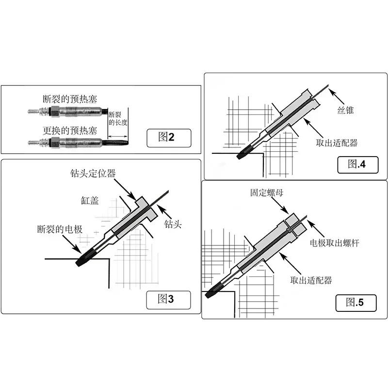 Vehicle Broken Preheat Plug Electrode Removal Tool Thread Repair Tool