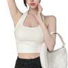 Sexy Spice Neck Halter Small Suspender Female Slim Short Navel Solid Color Threaded Versatile Short Top Trendy Summer