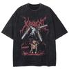 Unisex Oversized T-Shirt Chainsaw Man Japanese Manga Short-Sleeved Tees Retro Washed Cotton Heavy Tops for Men Women