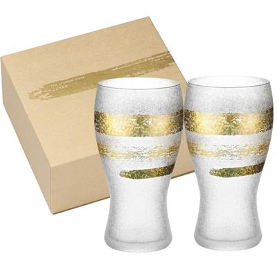 ADERIA Beer Glass Premium Gold Beer Glass Pair Set 380ml Made In Japan Presentation Box Stylish Craft Gift Women Day Tableware Day Couple Men