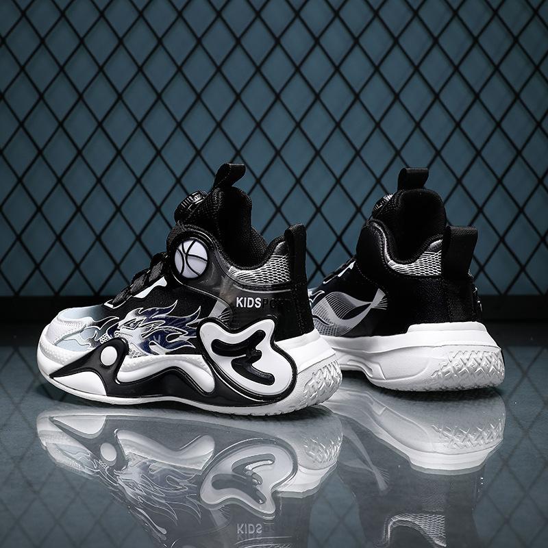 Middle-aged and Older Children's Non-slip Basketball Shoes, Sports Shoes, Running Shoes, Rotating Shoes, Spring 2025 Children's Boys' New Buttons