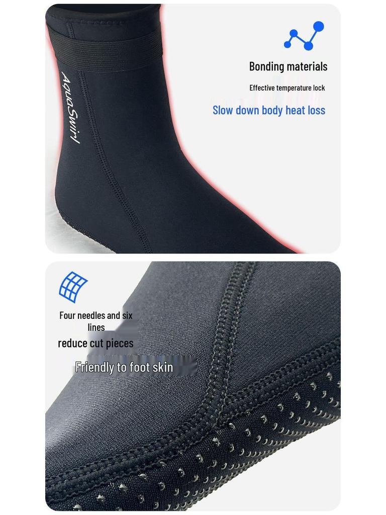 3mm Warm Scuba Diving Socks: Anti-Slip, Wear-Resistant, Ankle Support, Comfortable, Extra Large for Cold Weather Swimming