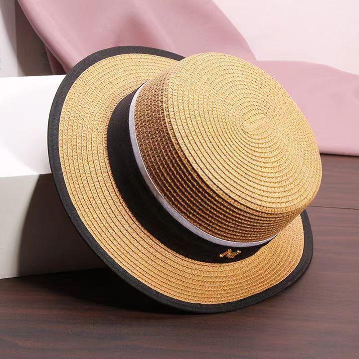 Fashion straw hat women's beach seaside vacation straw hat sun hat sun protection sun hat top hat new flat top hat