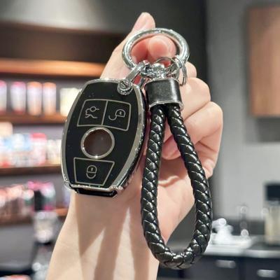 TPU Key Fob Cover with Keychain Lanyard For Mercedes Benz C CL E G GL GLK M ML R S Class AMG 2019 2018 2017 2016 Accessories