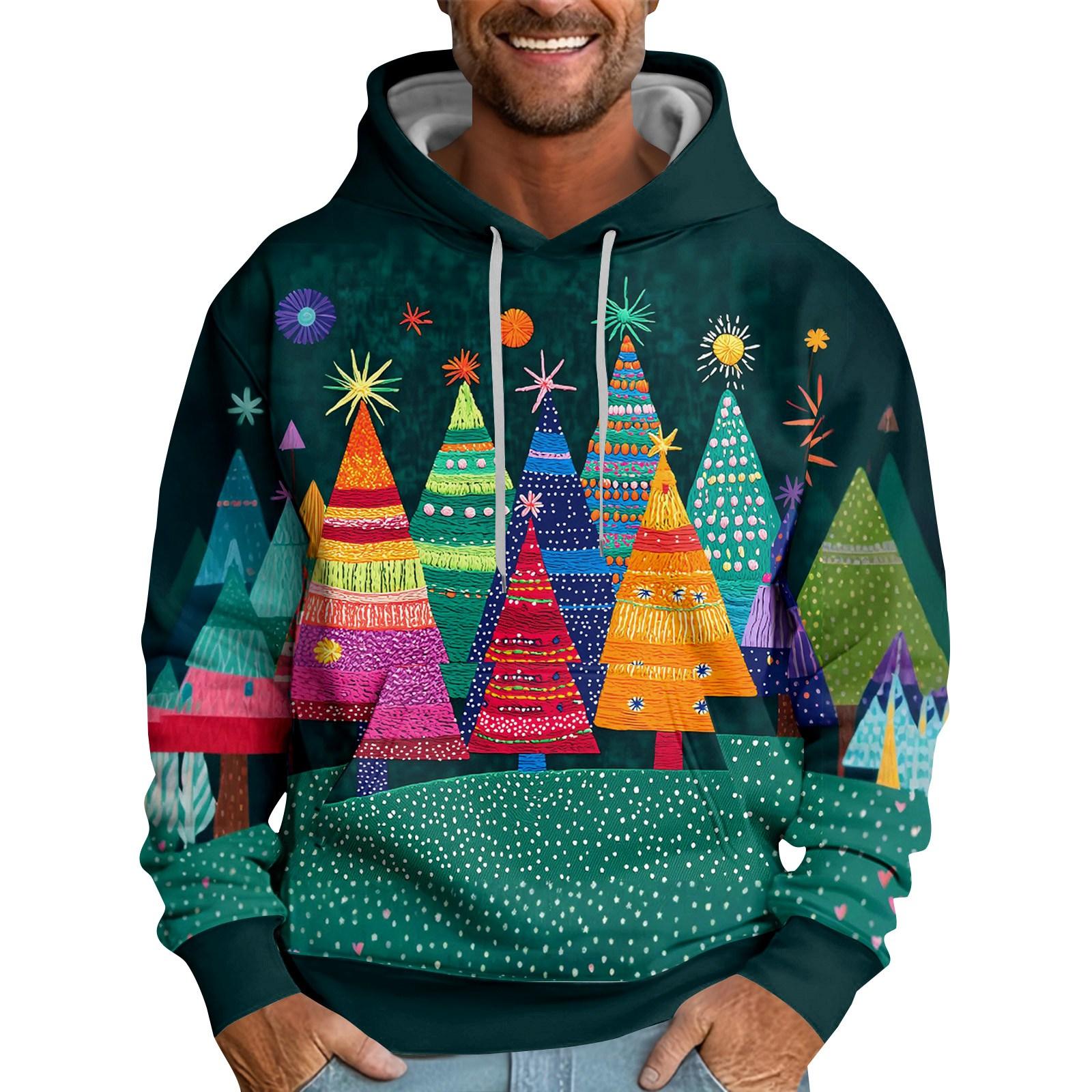 

Свободное мужское худи с рождественским принтом L армия зеленый