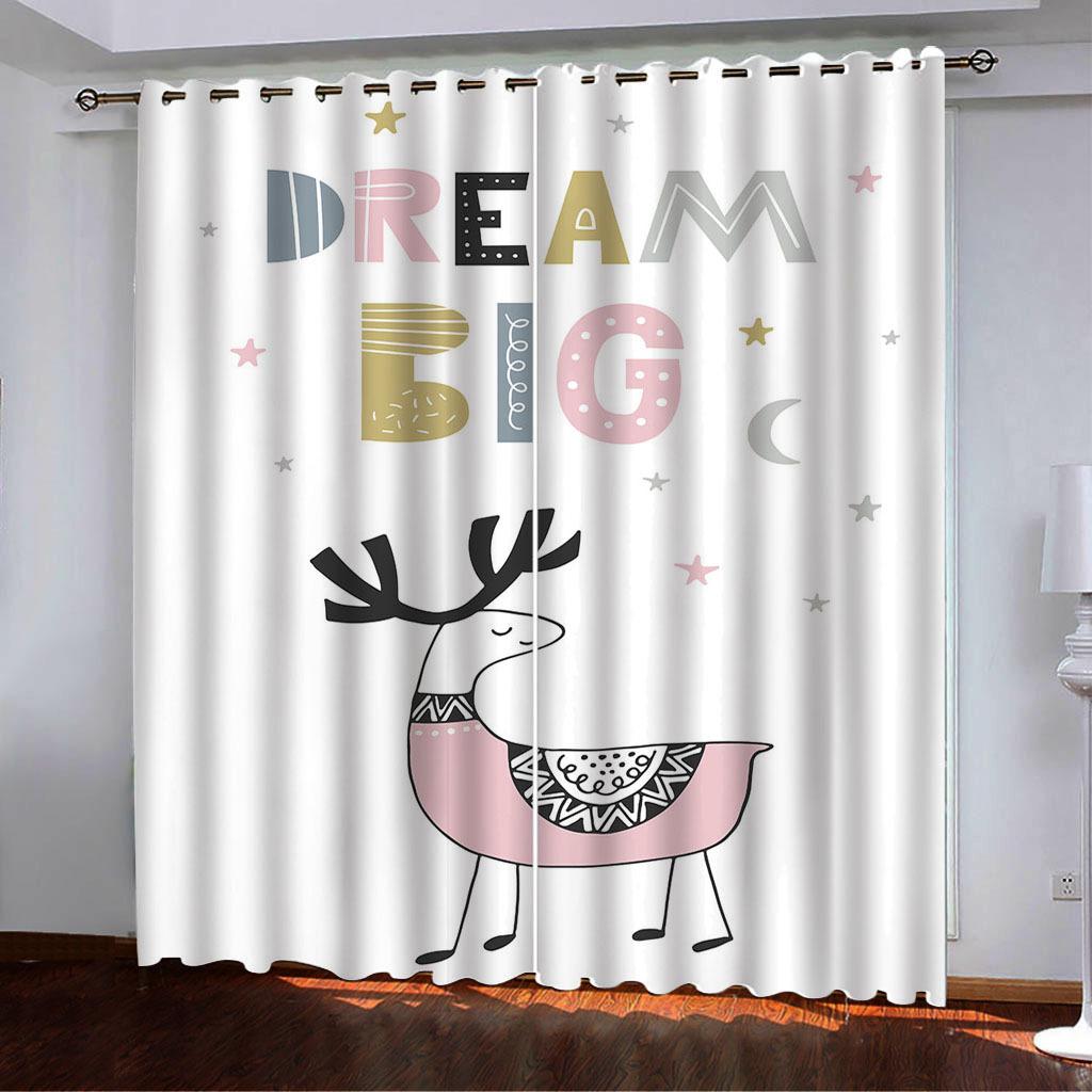 

Curtains Color Sketch Animals + Alphabet Digital Printing High Density Blackout Curtains 140*100