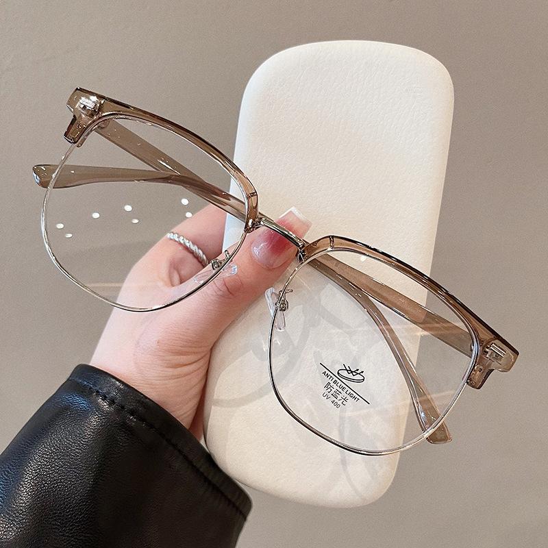 Semi-Rimless  Material Men'S Glasses Frame Square Shape Blue Light Blocking Frames For Women Glasses