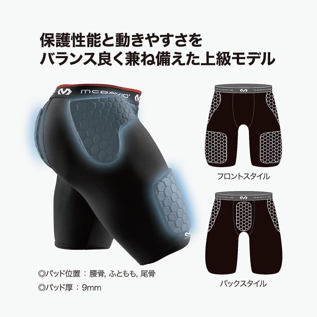 McDavid Kompressions-Innenpolster M737 HEX Sad Shorts Prellungen Stoßdämpfung Schutz Kompression Schweißabsorbierend Schnelltrocknend XL Schwarz Basketball