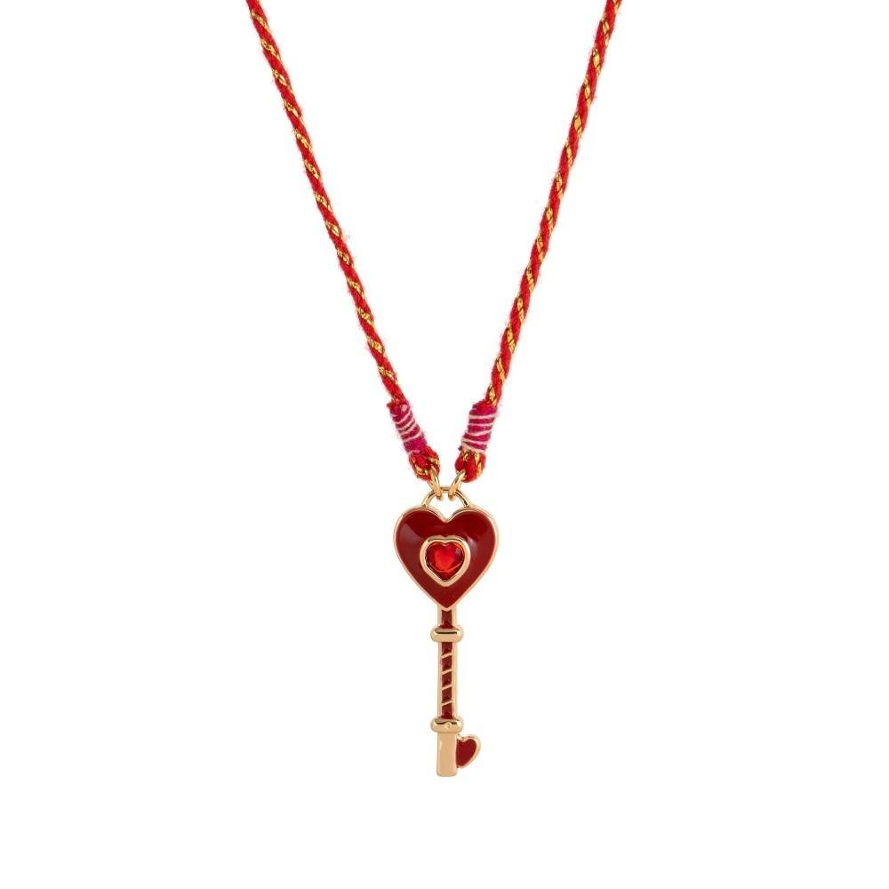 Vintage Four-leaf Clover Clavicle Necklace Titanium Steel Love Heart Sweater Chain  Couple красный