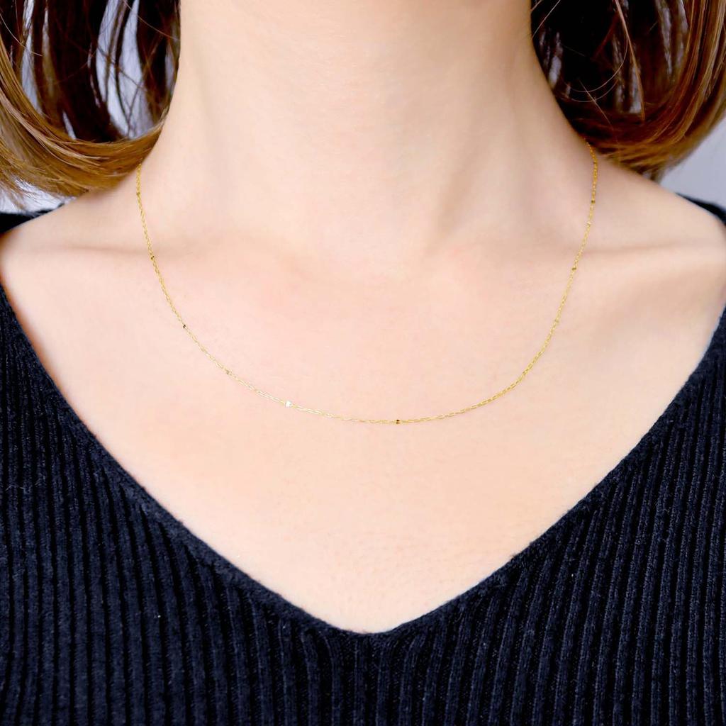 Lala Christie Gold Chain 18K Petal Tobikoma Approximately Up to 45cm Adjustable Necklace, Gold, 5, 1.1mm Wide, 0.8g, Long, Length, lc97-0009