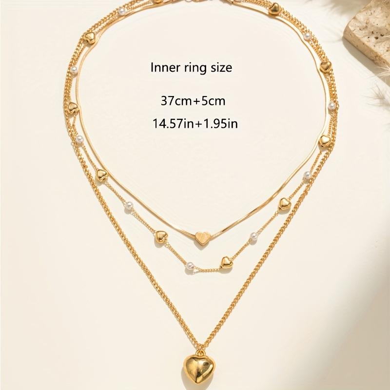 Women Fashion Love Heart Pearl Pendant Elegant Daily Necklace Jewelry