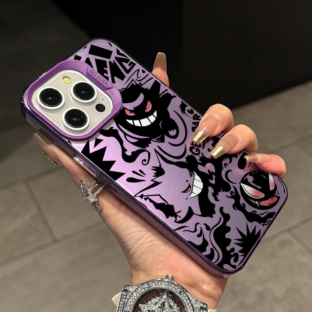 Cute Monster Gengars Phone Case for iPhone 17 Air 16 16e 15 14 Plus 13 12 11 Pro Max X Xs XR 8 Colorful Silver Hard Cover