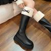 Women's Winter Knee High Brown Long Boots Fashion Comfort Square Heel Platform Boots for Women Thick Bottom Knight Long Booties