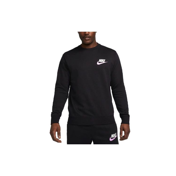 Nike Club Logo Embroidered Crewneck Sweatshirt Men sweatshirt Black FB7684-010