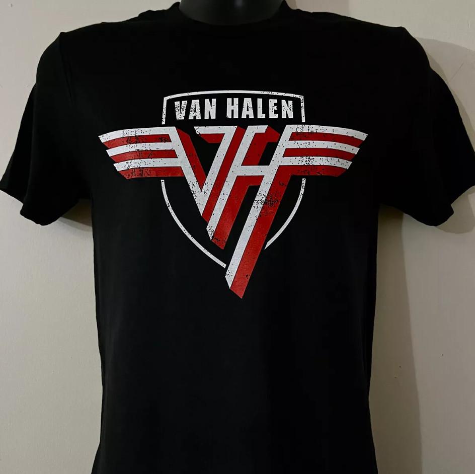 Van Halen vintage 80s 90s guitar rock band logo evh black T-shirt Unisex T-Shirt XL