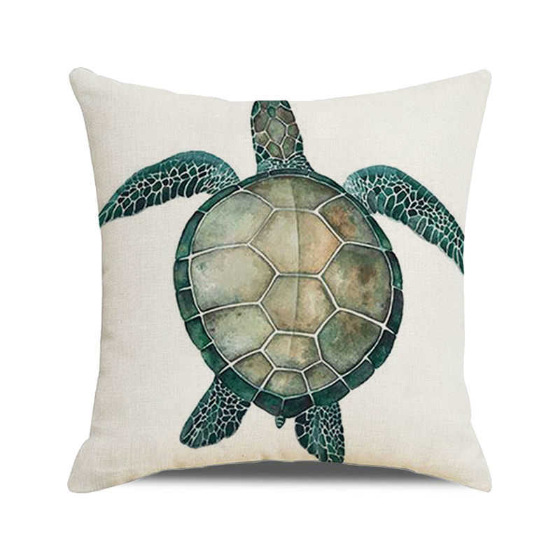 Home Decor Colorful Sea Turtle Watercolor Pillow Covers Pattern Cushion Cover Suitable for Sofa Bedroom Car Pillow Cover