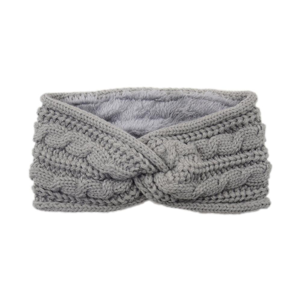 Winter Cross Knit Headband Thick Crochet Turban Knitted Ear Warmer with Plush Lining Ear Muffs Cold Weather Stocking Stuffers