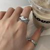 3 stk Vintage uregelmessig plissert åpen ring for kvinner menn Vintage punk flytende metall stil finger Y2K tilbehør mote smykker