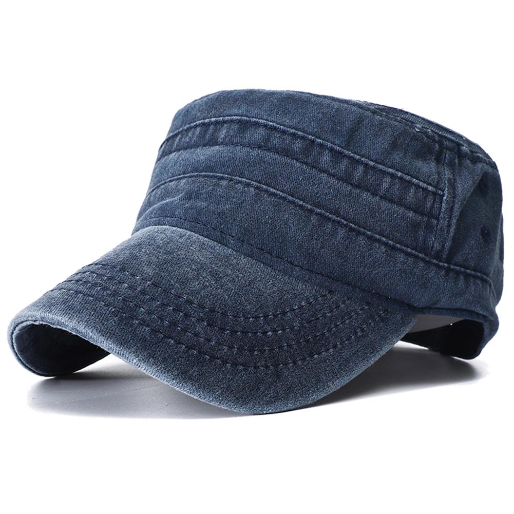 Couleur Militaire Simple Uni Réglable Chapeau Haut Plat Pêche Coton Lavé Vintage Genre Neutre Femmes Hommes Pour Chapeaux Casquette Militaire Extérieur Soleil