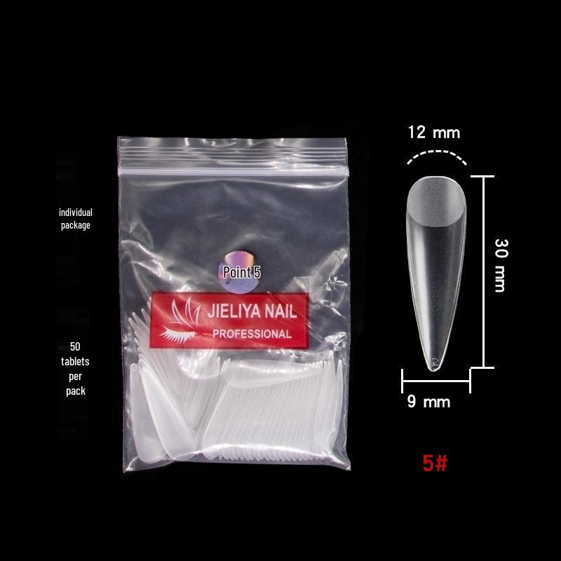 Frosted Pointed Trapezoidal False Nail Tips - Easy Stick-On, No Filing Needed.