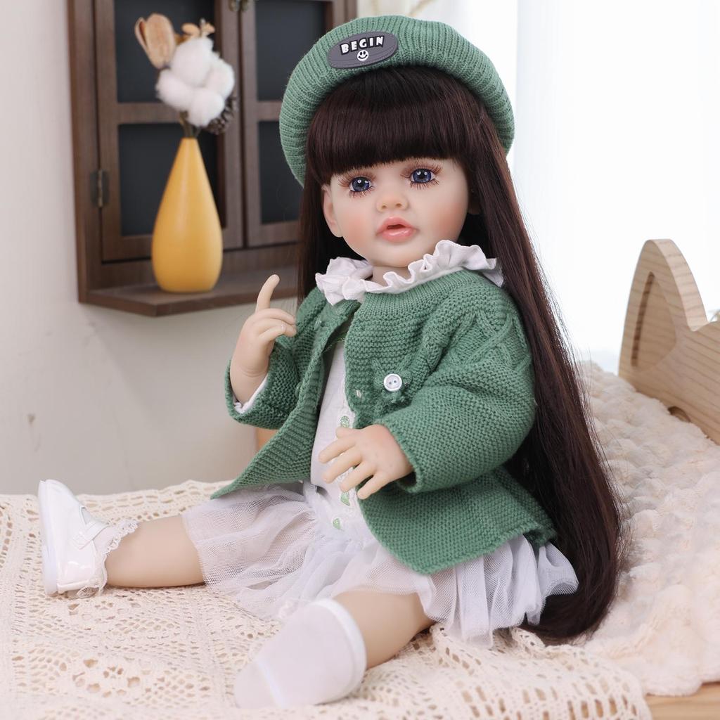 55cm Cute Reborn Girl Doll Full Silicone Vinyl Realistic Newborn Babies Dolls Kids Christmas Halloween Decoration Gifts