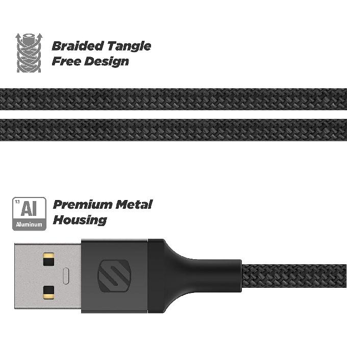 Scosche CAUXB4-SP AUX to USB-C Braided Audio Cable, 4 Feet, Space Gray