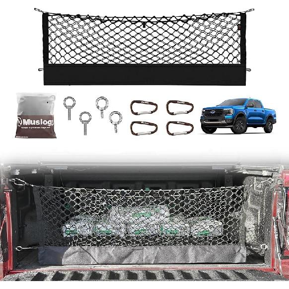Muslogy Truck Bed Cargo Net Compatible With Honda Ridgeline 2017-2024 2025 Accessories Storage Organizer Pickup Truck Bed Envelope Style Cargo Net