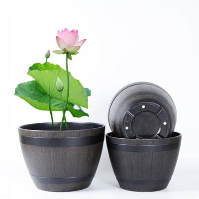 Blumentopf mit integriertem Drainagesystem Rustikaler Stil Gartenbehälter Eingangsbereich Dekorative Pflanzgefäß Tonne Blumen Kräuter Gemüse Kleine Sträucher Balkon