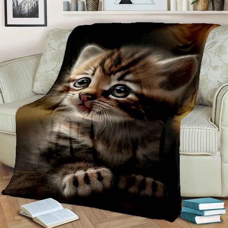 Roztomilá kočka kaliko, kočka Garfield, perská kočka, kreslená deka Ragdoll, měkká deka pro domácí ložnici přikrývka na pohovku pro děti