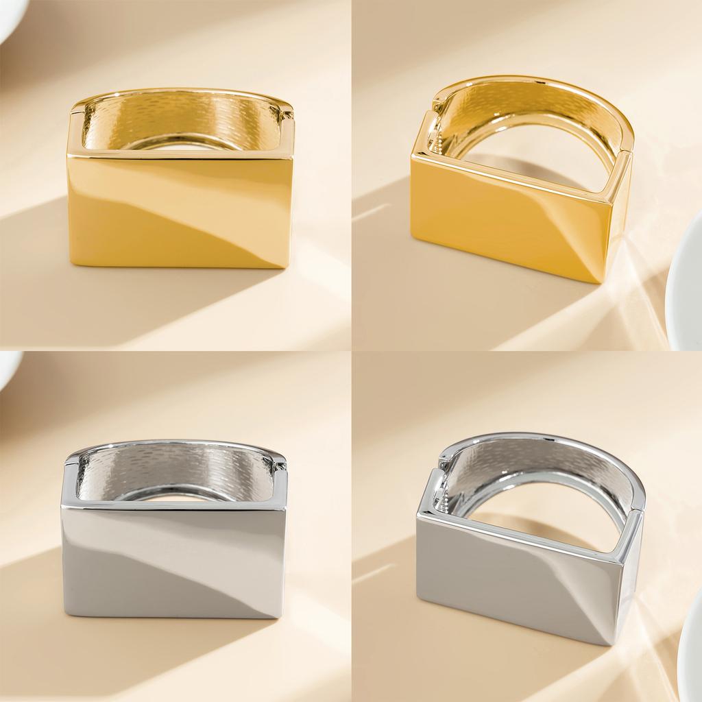 Hip Hop Exaggerated Wide Cuff Bangle/Finger Ring Stylish Geometric Jewelry Handmade Accessories for Women and Men