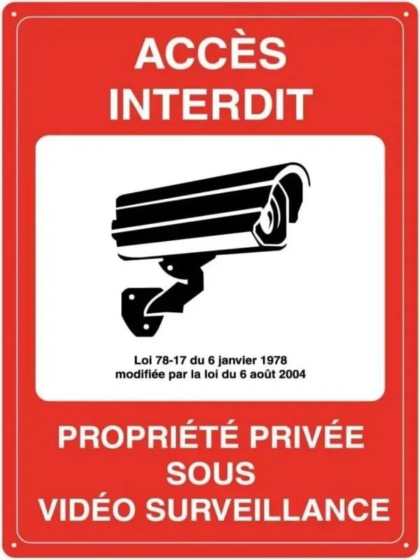 Hisun Tin Sign HD Tin Sign Bilingual Security Warning Wall Decor Retro French English Video Surveillance Metal Poster for Business Home