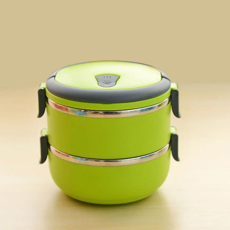 

Многослойная термос чаша для детского питания, контейнер для бенто, коробка из нержавеющей стали с изоляцией для хранения обеда B зелёный