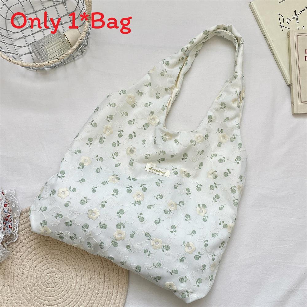 Floral Pattern Tote Bag With Soft Polyester Material For Daily Casual Use