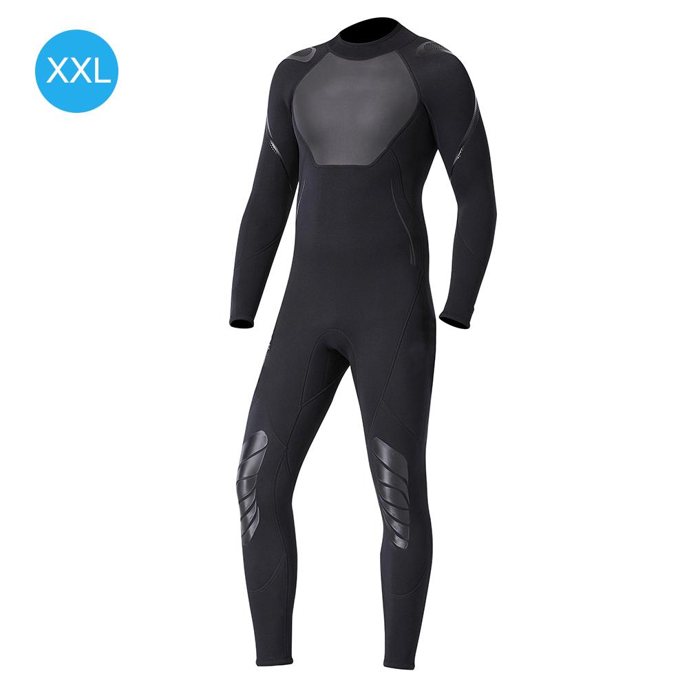 WS-19491 3mm Men Women One Piece Neoprene Nylon   Sleeve Wetsuit Swim Diving Suit(Man Black M)