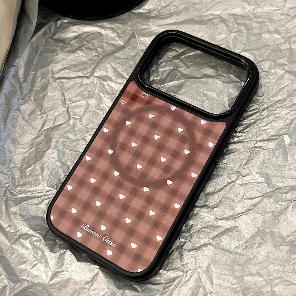 Brown Heart-Shaped Stand Phone Case for iPhone 15, iPhone 16, iPhone 17 Pro Max