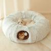 2 In 1 Round Cat Beds House Funny Cat Tunnel Toy Soft Long Plush Dog Bed for Small Dogs Basket Kittens Bed Mat Kennel Deep Sleep