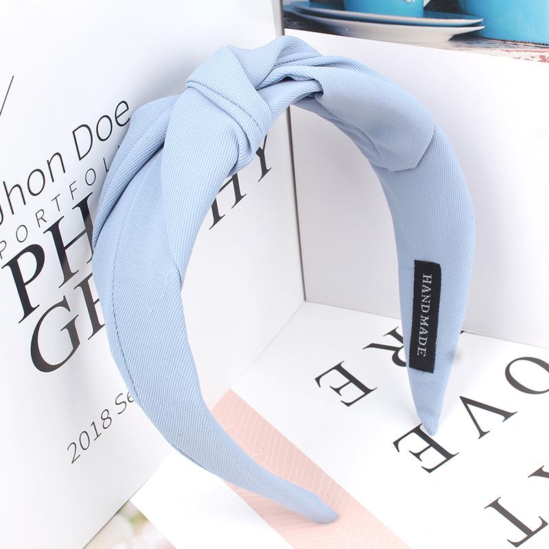 Nieuwe Mode Dames Hoofdband Effen Brede Zijkant Haarband Knoop in het Midden Casual Turban Hoofddeksel voor Volwassenen Haaraccessoires gray