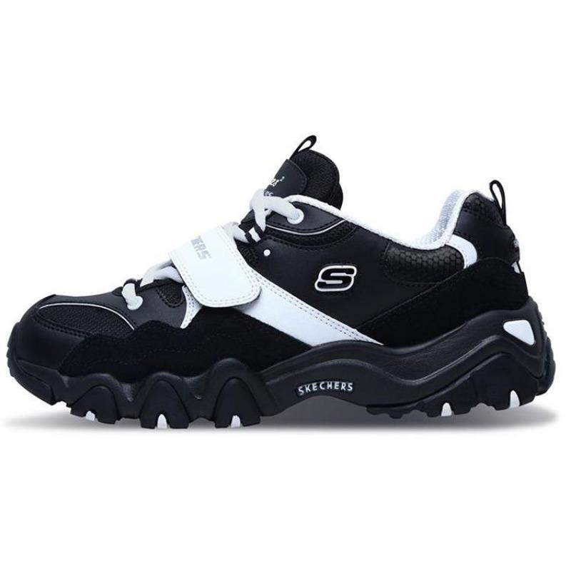 Skechers D'lites 2.0 Women Low Top Casual Shoes Black White 88888108-BLK