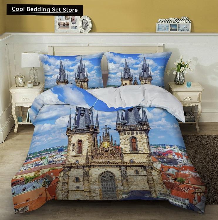 Great Wall King Queen Duvet Cover Old Chinese Building Bedding Set for Teens Adults Architecture 2/3 Pcs Polyester Quilt Cover