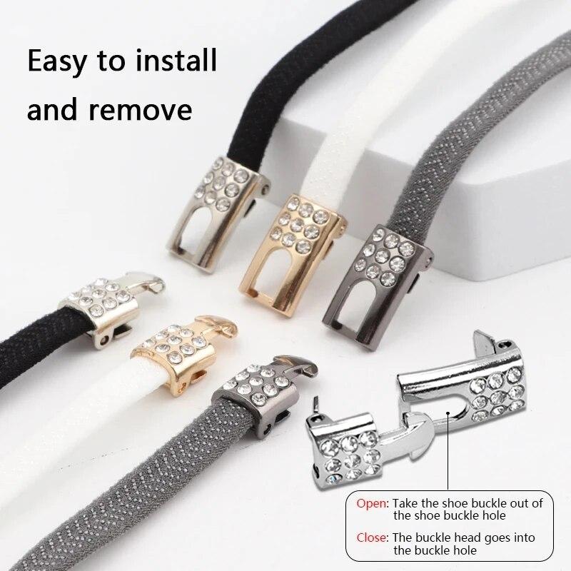 Elastic Laces Sneakers Diamond Cross Locks Shoelaces Without Ties Kids Adult 8MM Width No Tie Shoe Laces Rubber Bands Shoelace