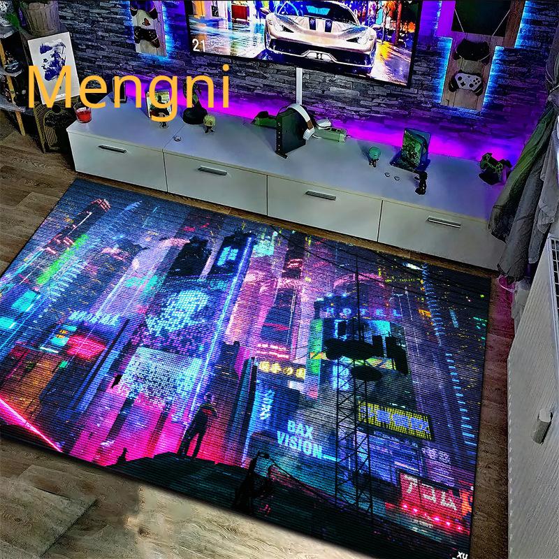 

3D игровой ковер в стиле киберпанк, тематический игровой коврик для отеля, декоративный коврик для гостиной, нескользящий диван, одеяло, напольный коврик