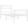 Vidaxl Metal Bed Frame with Headboard and Footboard, White, 100X200 Cm