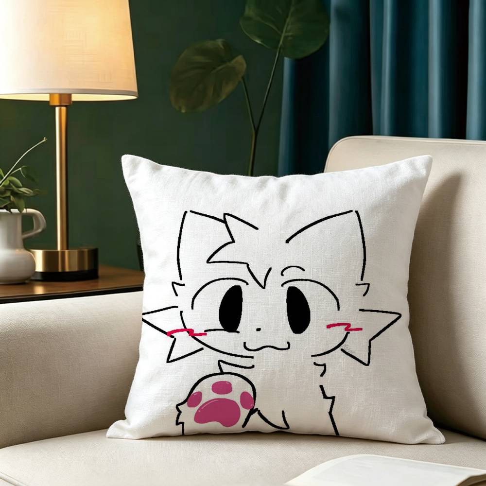 Cute B- Boykisser Cartoon Square Double-Sided printed Pillow Case Bedroom Bedside Pillow Sofa Cushion Cover