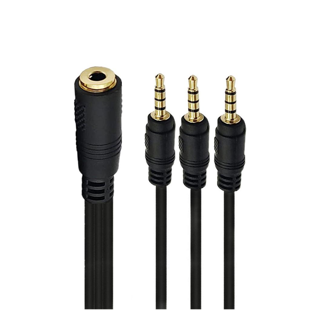 Triple Output 3.5mm Sound Y Cable Gold Plateds Jacks Simultaneous Multiple Device Connection 30cm Length