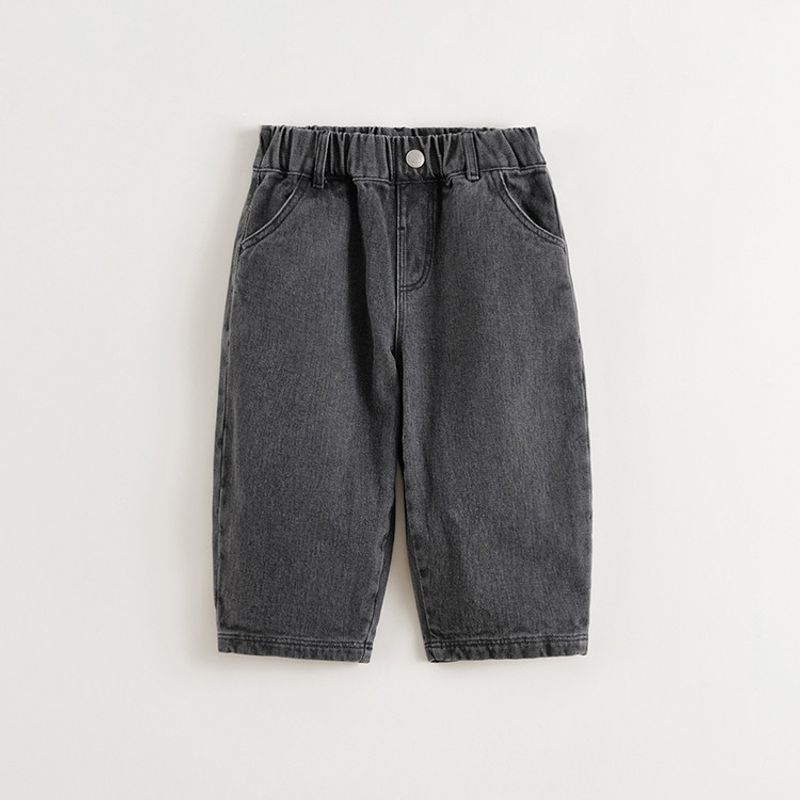 Mark Jenny Girls  Simple and Versatile Soft Denim Pants, Carrot Pants, Baby Pure Cotton Pants, Spring New Style 250293 Black 120