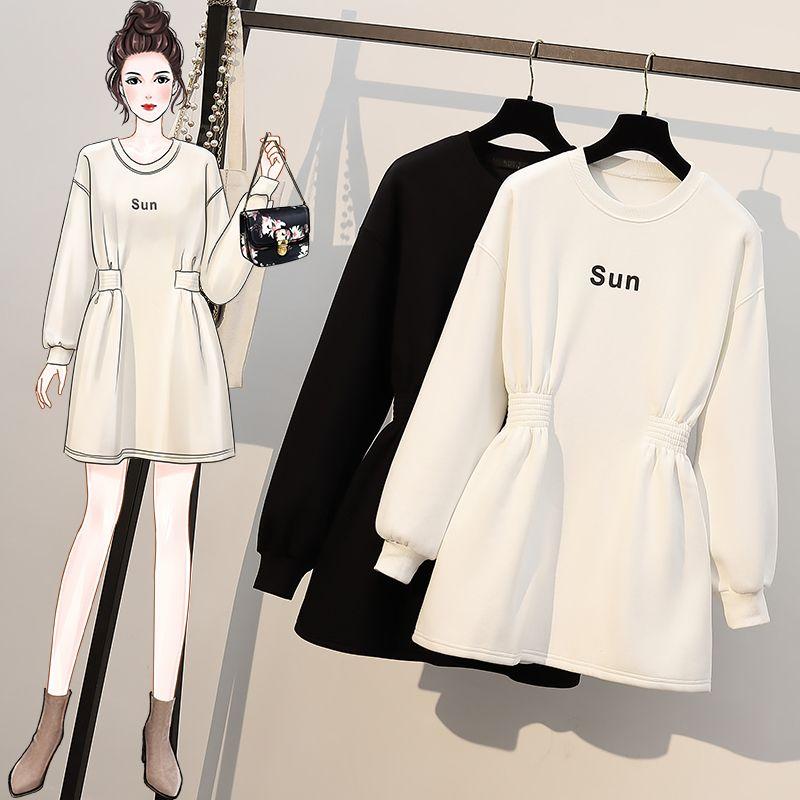 New Spring and Autumn Fashion Trend Simple Round Neck Letter Print Waist Shrinking Design Feeling Small Crowd Sweater