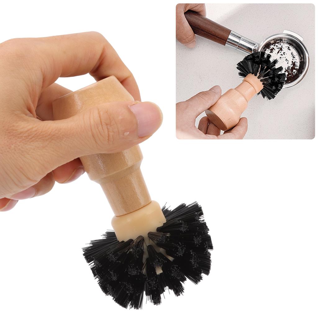 Portafilter Cleaning Brush Professional Portable Coffee Tamper Cleaning Brush with Wooden Handle for Kitchen Tool